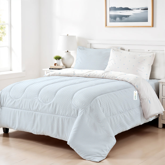 Premium Cotton 4PC Comforter Set 160x220cm Sea Breeze