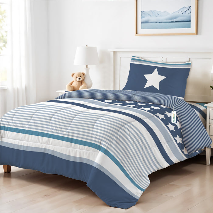 Back to School Essentials 3PC Premium Cotton Kids Bedding & Free Pencil Set Cosmic Space