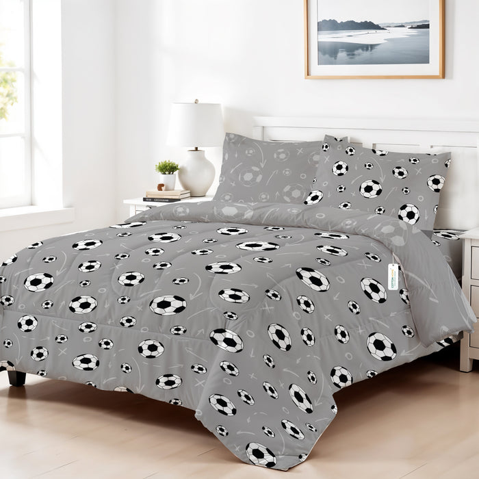 Back to School Essentials 4PC Premium Cotton Kids Bedding & Free Pencil Set Football
