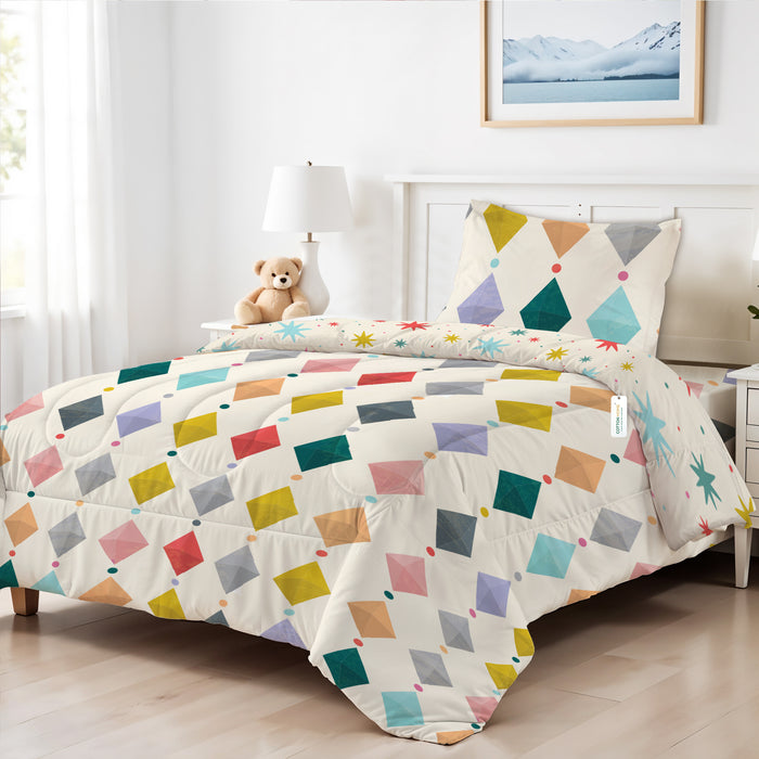 Back to School Essentials 3PC Premium Cotton Kids Bedding & Free Pencil Set Unicorn Gems