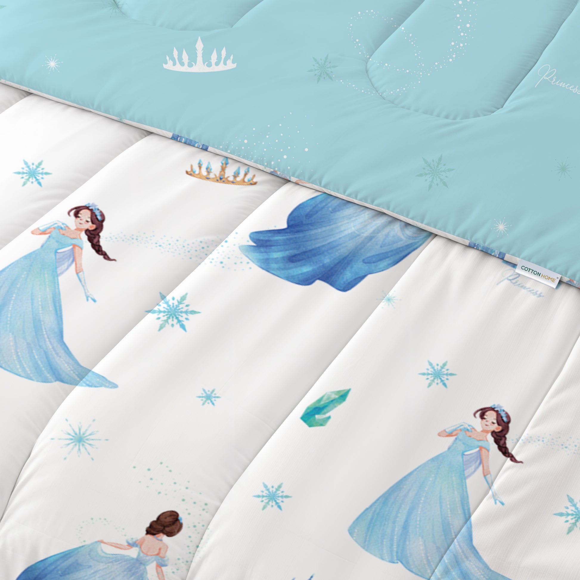 Premium Cotton 3PC Bedding Set Kids Comforter Set 135x220cm Snow Princess