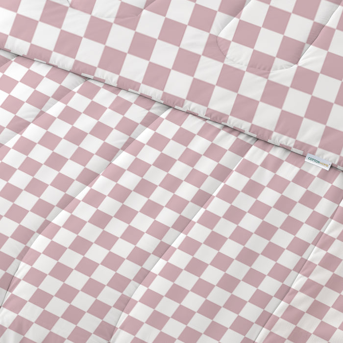 Back to School Essentials 4PC Premium Cotton Kids Bedding & Free Pencil Set Pink Block