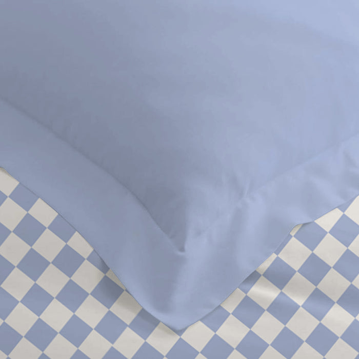 Back to School Essentials 4PC Premium Cotton Kids Bedding & Free Pencil Set Blue Block