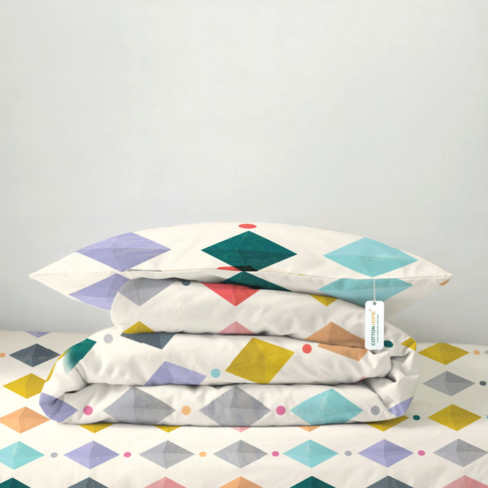 Back to School Essentials 3PC Premium Cotton Kids Bedding & Free Pencil Set Unicorn Gems