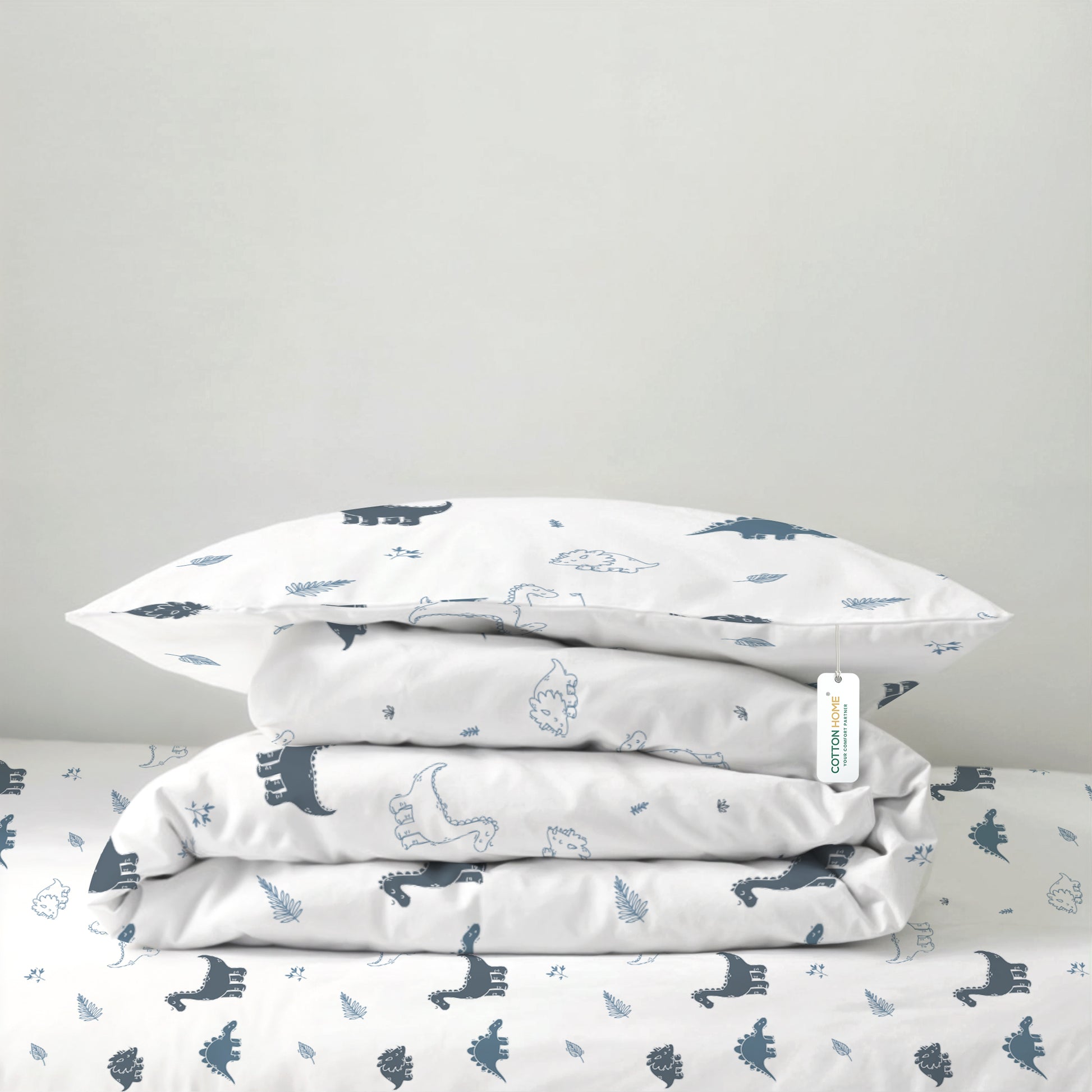 Premium Cotton 3PC Bedding Set Kids Comforter Set 135x220cm Dino