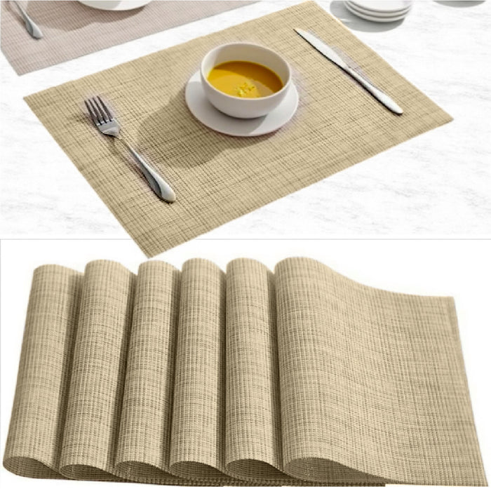 Elegant Heat Resistant Beige Place Mats Set of 6 for Dining - Cotton Home