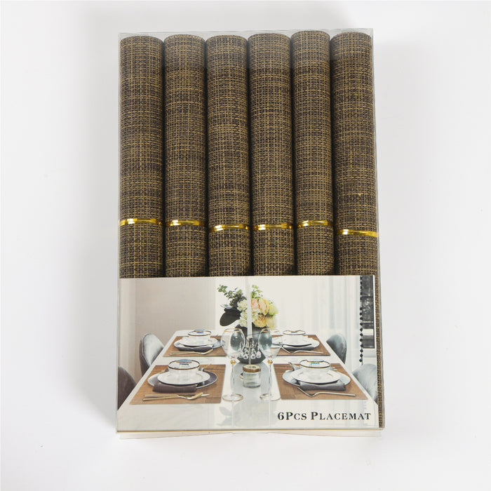 Elegant Heat Resistant Brown Place Mats Set of 6 for Dining - Cotton Home