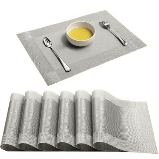 Elegant Heat Resistant Silver Place Mats Set of 6 for Dining - Cotton Home