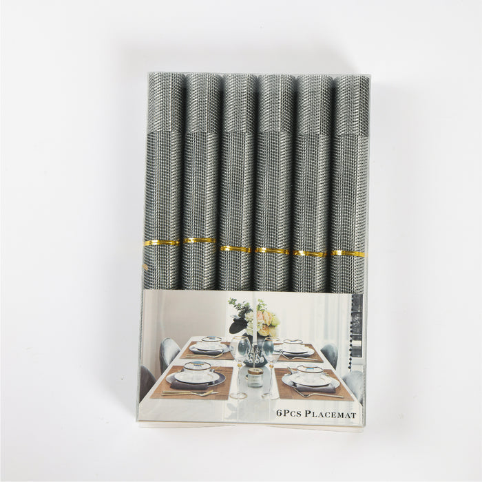 Elegant Heat Resistant Ash Silver Place Mats Set of 6 for Dining
