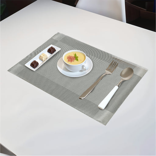 Elegant Heat Resistant Silver Place Mats Set of 6 for Dining - Cotton Home