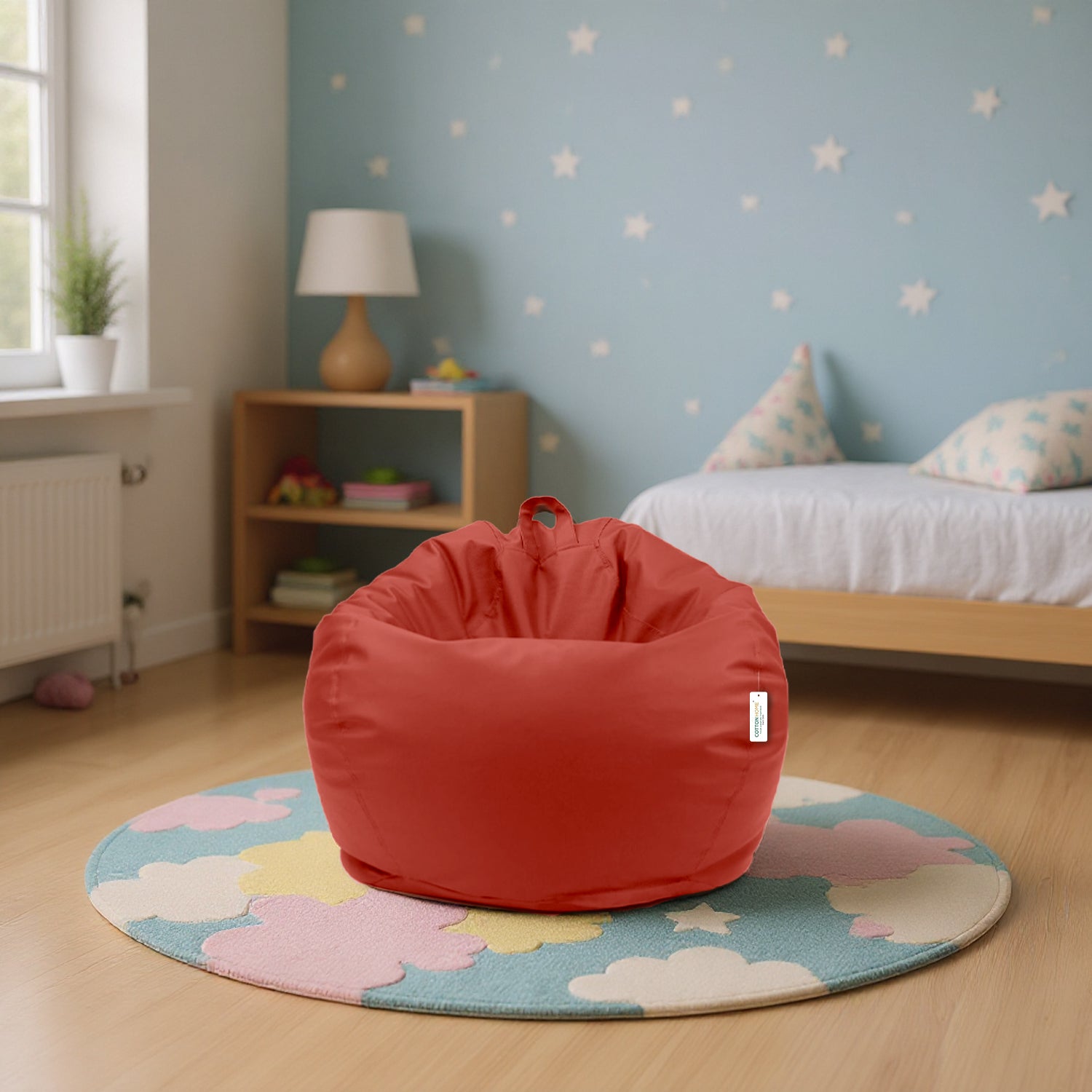 Kids Bean Bag Chair Premium PU Leather 50x80x80cm - Red