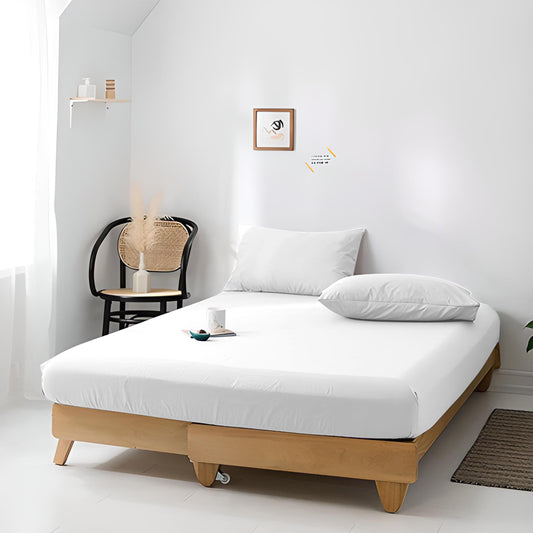 High Quality White Cotton Jersey Twin 3 Piece Fitted Sheet Set 160x200+30cm with Deep Pockets and 2 Pillow Case - Cotton Home