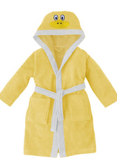 Duck Embroidered Kids Bathrobe with Hood and Tie Up Belt