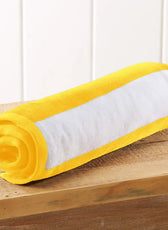 Oversized 100% Cotton Striped Pool Towel - Yellow