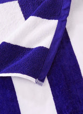 Oversized 100% Cotton Striped Pool Towel - Navy Blue