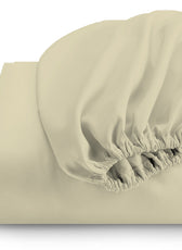 3 Piece Fitted Sheet Set Super Soft Beige Twin Size 160x200+30cm with 2 Pillow Case - Cotton Home