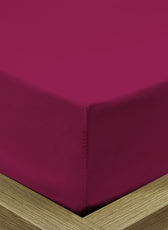 3 Piece Fitted Sheet Set Super Soft Burgundy Single Size 90x200+20cm with 2 Pillow Case - Cotton Home