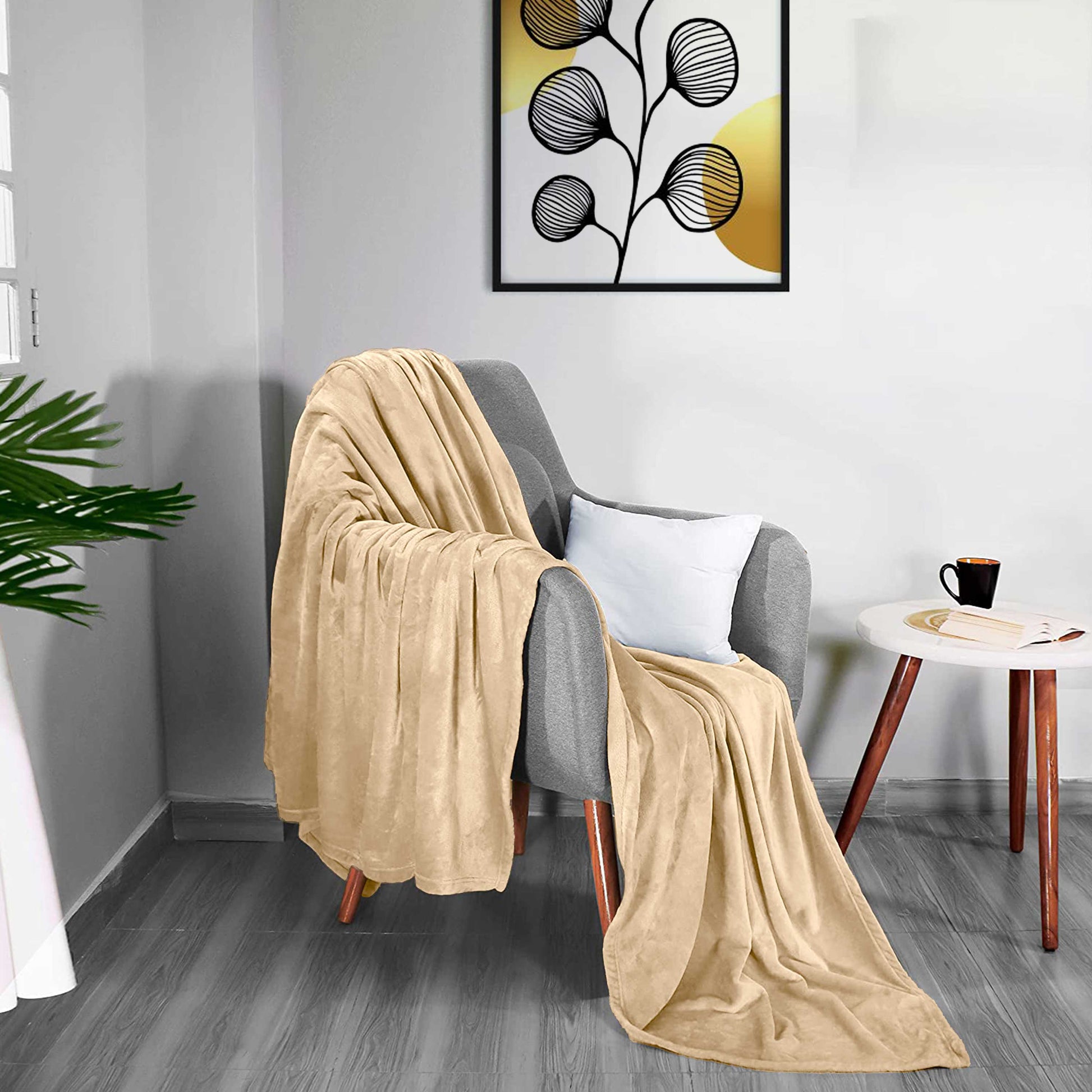 Soft Flannel Blanket Single Size 160x220cm Beige - Cotton Home