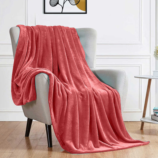 Soft Flannel Blanket Double Size 220x240cm Blush - Cotton Home