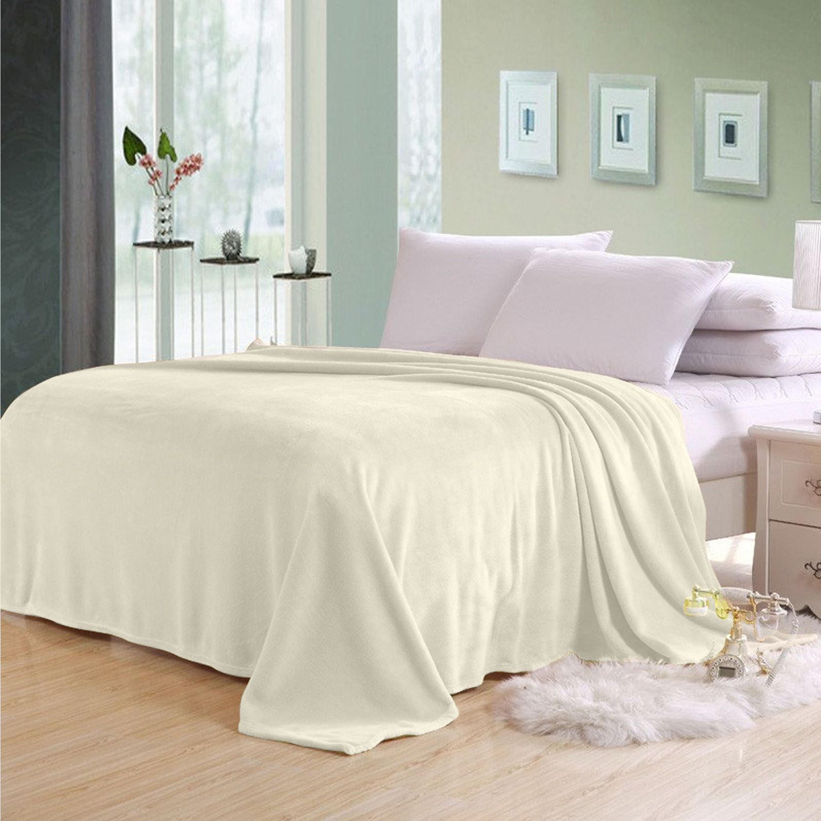 Soft Flannel Blanket Single Size 160x220cm Cream - Cotton Home