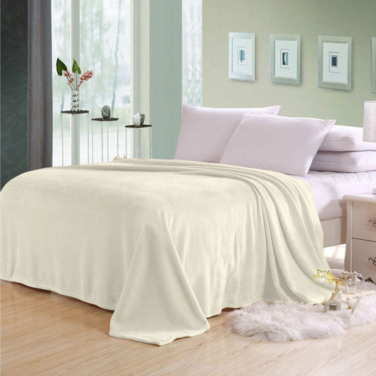 Soft Flannel Blanket Single Size 160x220cm Cream - Cotton Home