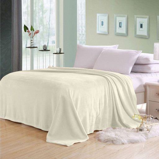 Soft Flannel Blanket Double Size 220x240cm Cream - Cotton Home