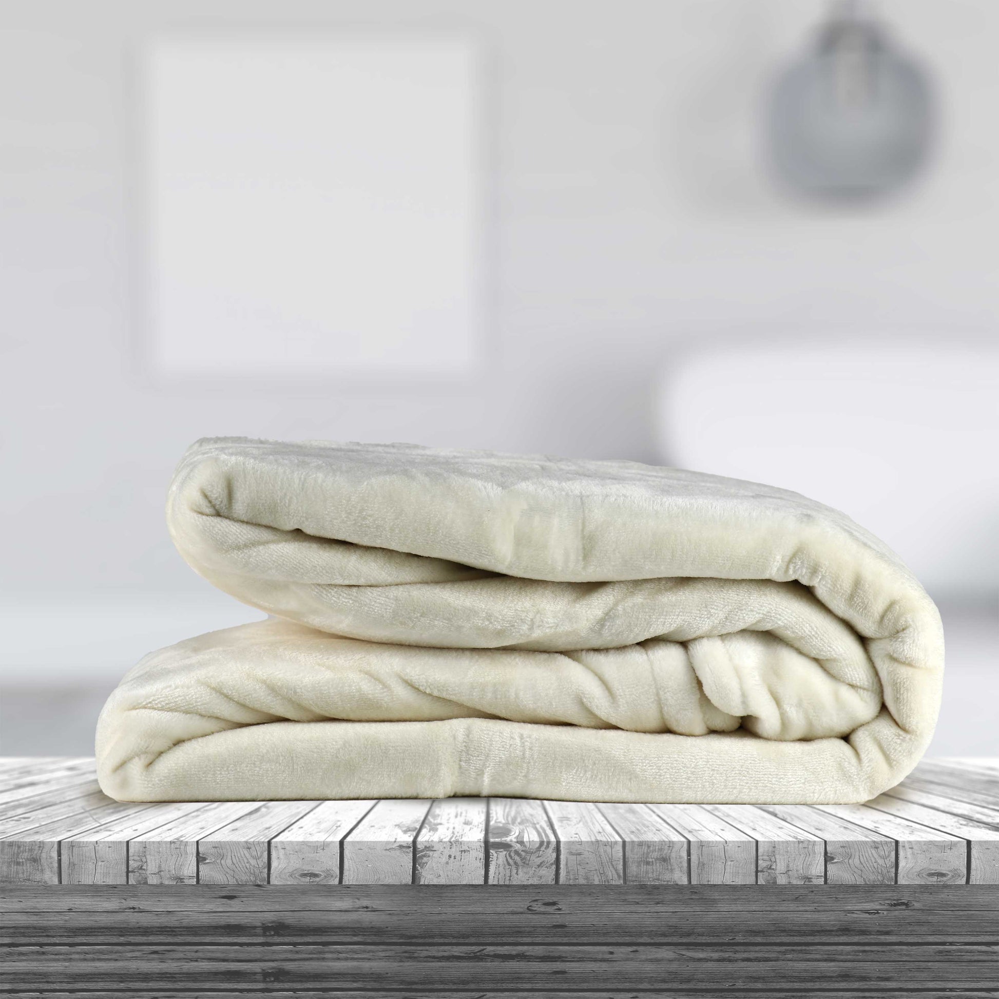 Soft Flannel Blanket Double Size 220x240cm Cream - Cotton Home