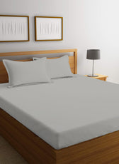 3 Piece Fitted Sheet Set Super Soft Grey Twin Size 160x200+30cm with 2 Pillow Case - Cotton Home