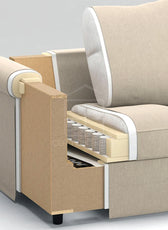 Urbanite 4 Seater Chaise Longue Fabric Sofa L126cm x W328cm x H104cm Beige - Cotton Home