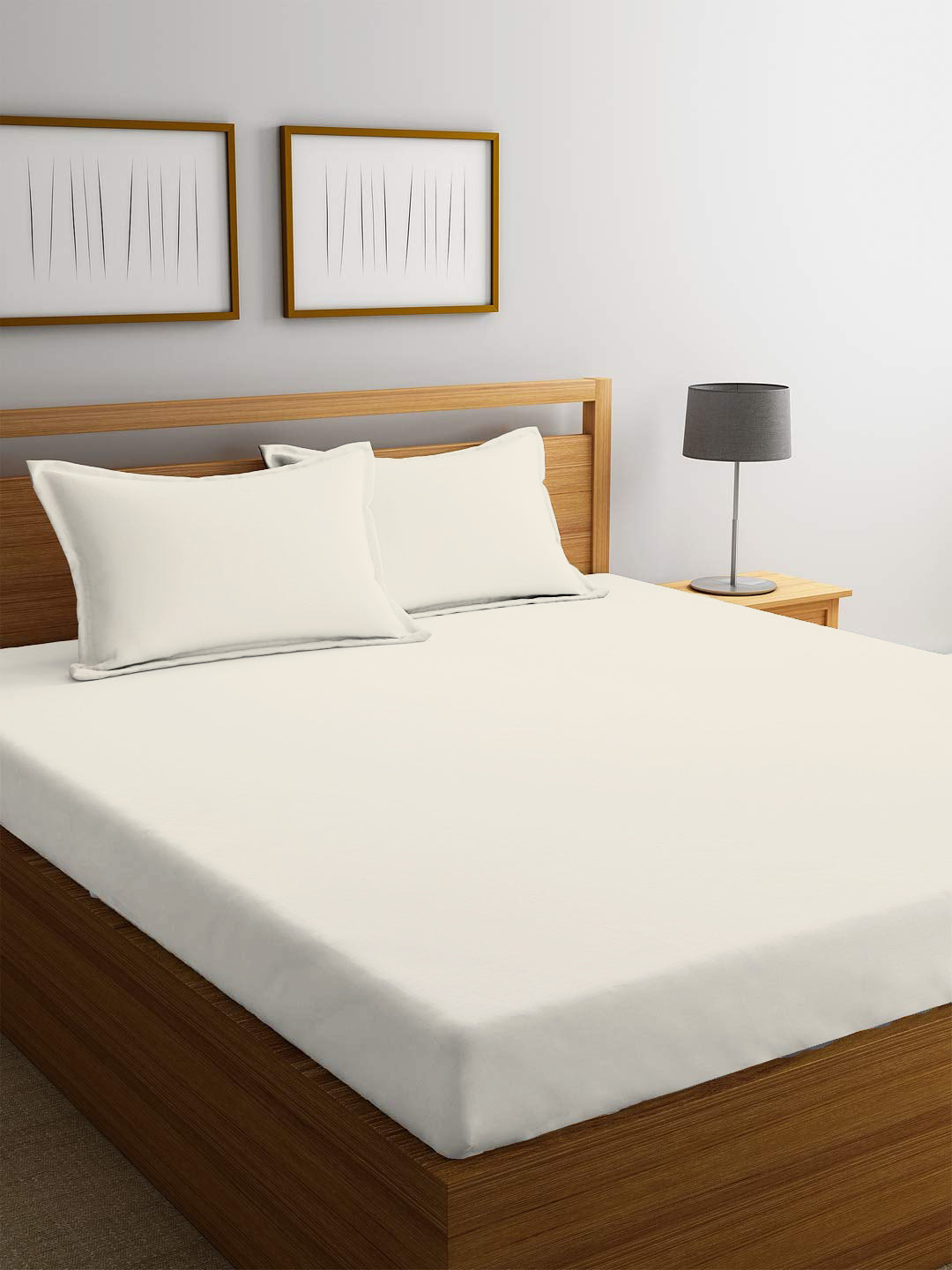 3 Piece Fitted Sheet Set Super Soft Ivory Single Size 120x200+25cm with 2 Pillow Case - Cotton Home