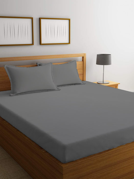 REST 3PCS SET SUPER KING FITTED SHEET SUPER SOFT-SILVER - Cotton Home