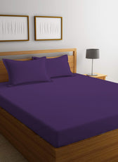 REST 3PCS SET DOUBLE FITTED SHEET SUPER SOFT-DK PURPLE - Cotton Home