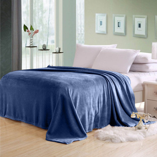 Soft Flannel Blanket Single Size 160x220cm Navy Blue - Cotton Home