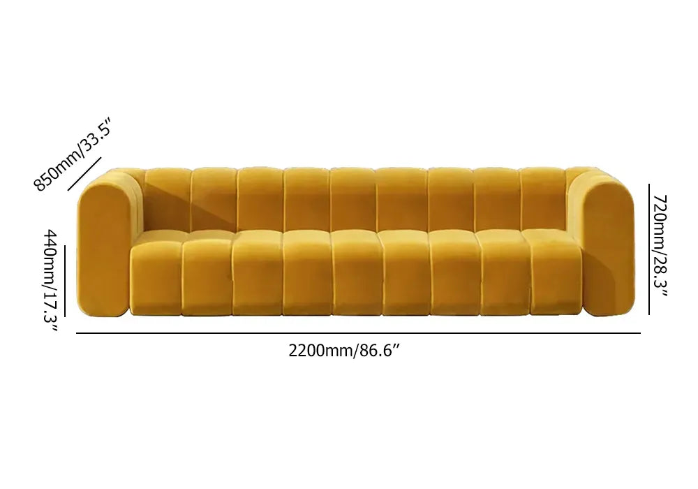 Yawalrack Modern Velvet Upholstered Sofa 3-Seater Sofa Luxury Sofa - Cottonhome.ae