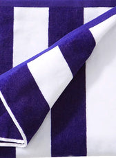 Oversized 100% Cotton Striped Pool Towel - Navy Blue