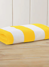 Oversized 100% Cotton Striped Pool Towel - Yellow