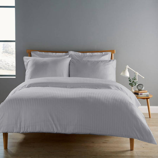 4-Piece Duvet Cover 100% Cotton (1 Duvet Cover + 1 Fitted Sheet + 2 Pillow Cases) Queen 160x220cm Grey - Cotton Home